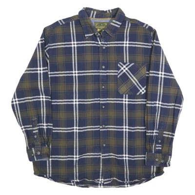 ANCHORAGE Hommes Bleu & Carreaux Marron Chemise XL Décontracté Classique Coton - Photo 1/4