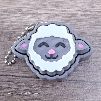 Lamb Clicker   3D Printed Fidget Keychain Sensory Stress Relief Toy