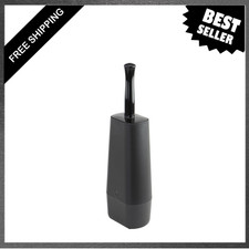 Toilet Bowl Brush with Caddy, Recycled Silicone, Power Scrub Technology, Black