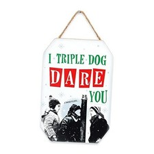 A Christmas Story I Triple Dog Dare You Hanging Wood Wall Decor - White/Black