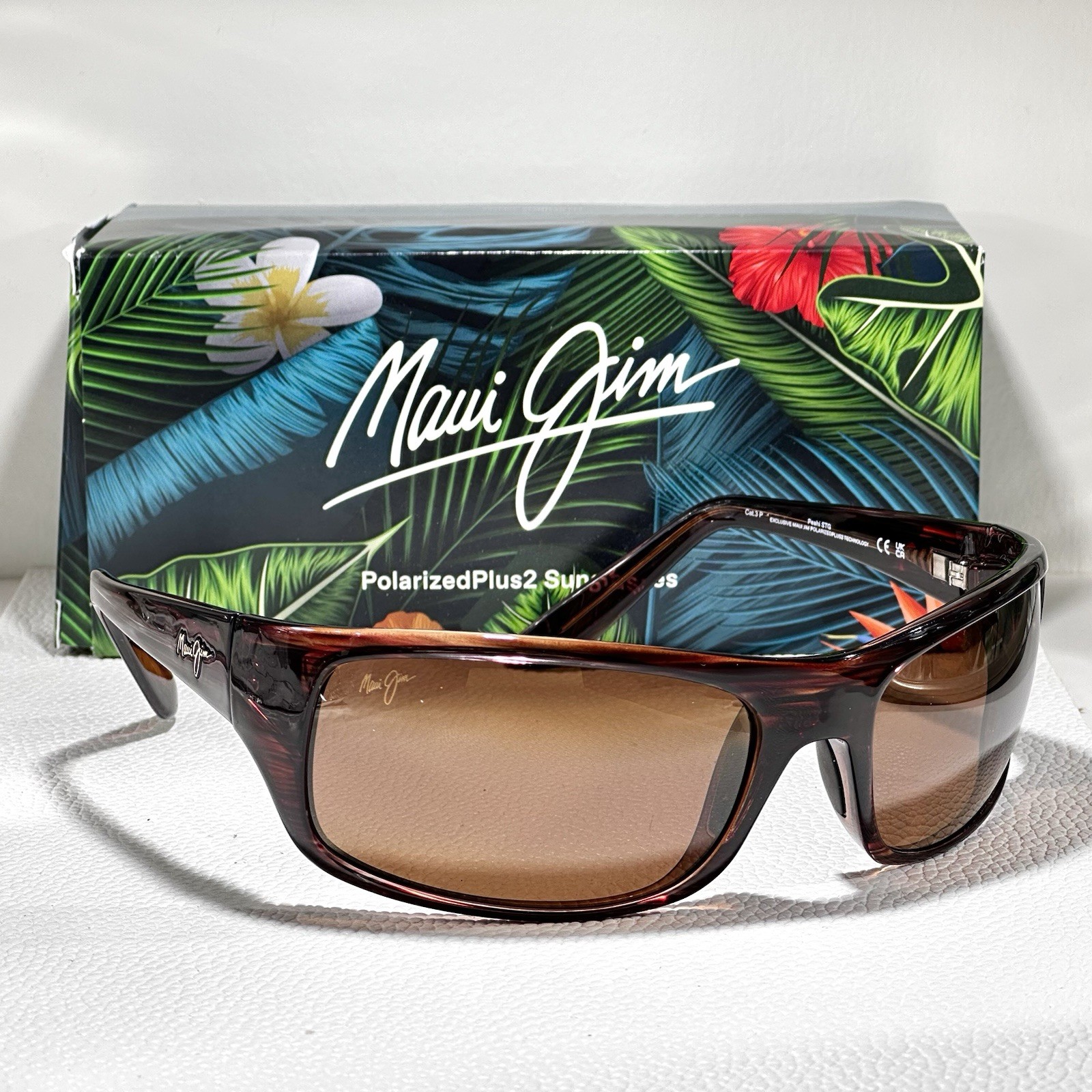 Maui Jim Peahi Wrap Tortoise Polarized Sunglasses $289 H202-10 / MJ0202S-003 NEW