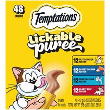 Temptations Creamy Puree Squeezable Lickable Cat Treats, 48 Count Pack of 1 
