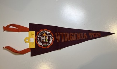 Vintage Virginia Tech Filz Wimpel weinrot orange Douglas Stewart um 1960 selten