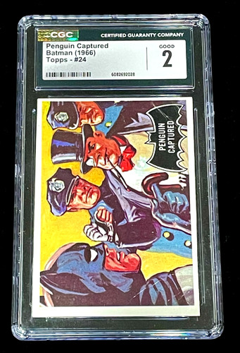 1966 Topps Batman Black Bat #24 Penguin Captured — CGC (grade unconfirmed)