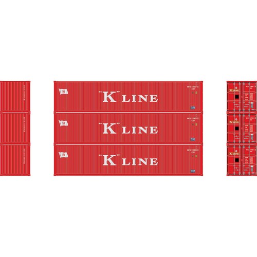 Contenedor corrugado de cubo bajo Athearn 17393 N K Line 40' # 2 (paquete de 3) | Condition: New