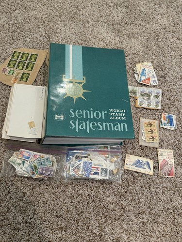 Senior Statesman World Stamp Album and Collection of 100s of Worldwide ...