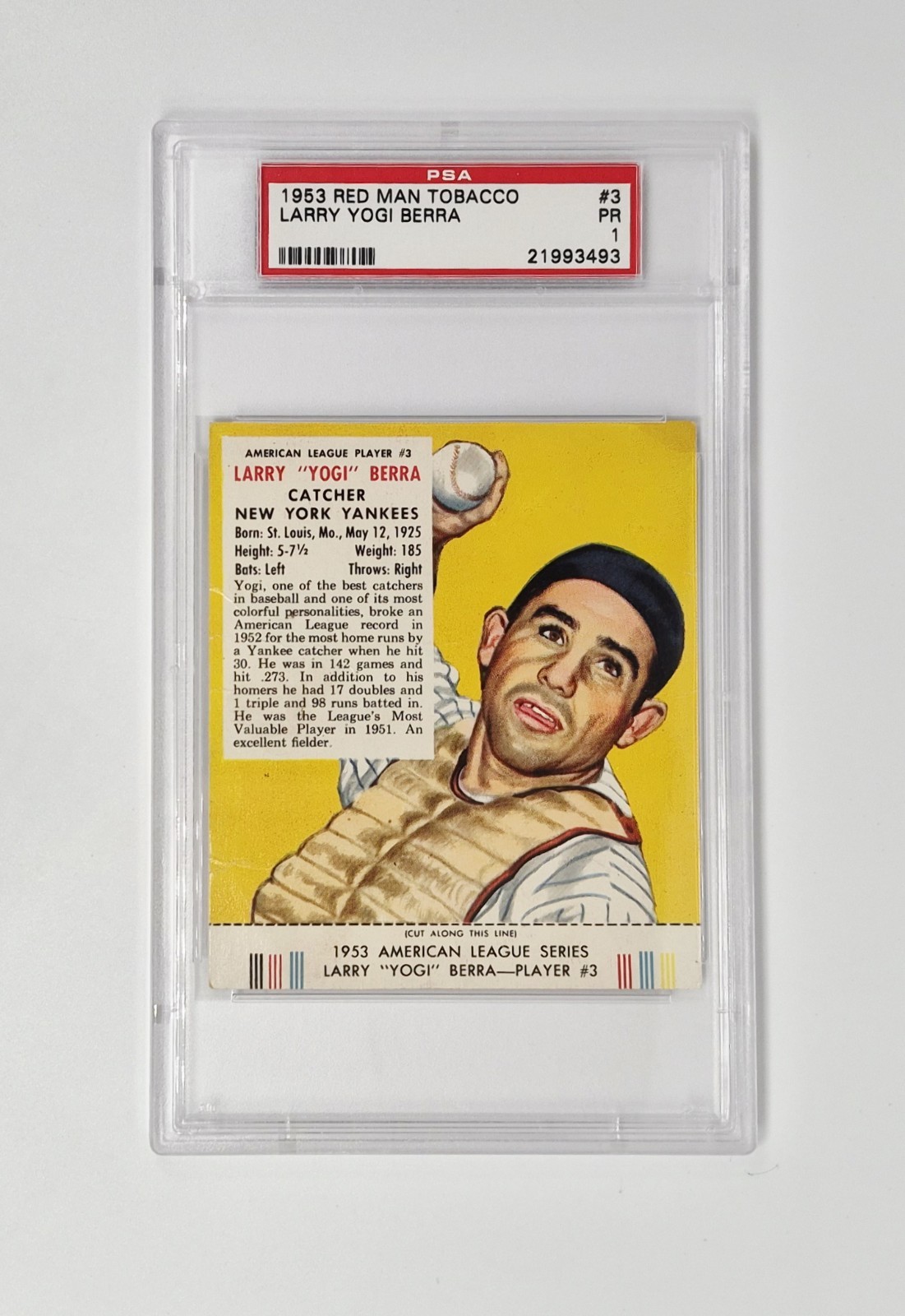 Larry Yogi Berra #3 (Baseball Cards 1953 Red Man Tobacco) — is it worth grading?