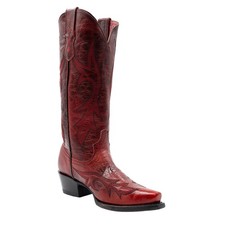 Bottes De Robe Western En Cuir Plein Grain Rouge Scarlett Ferrini