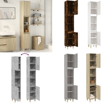 vidaXL Badschrank Grau Sonoma 30x30x190 cm Holzwerkstoff