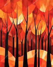 8x10 Fine Art Print - Autumn Forest Contemporary Picture Fall Leaves Artwork