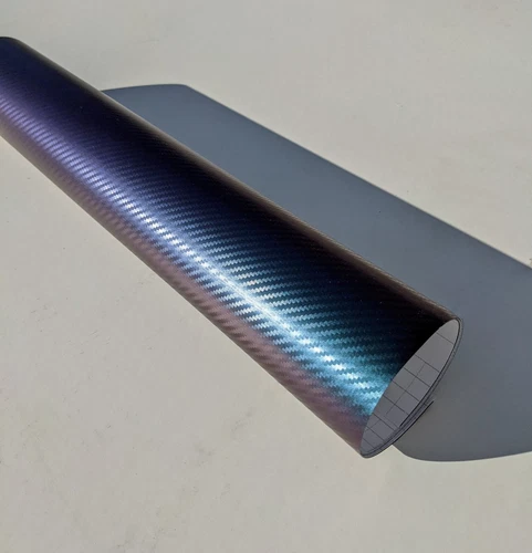 3D Carbon Fibre Blue to Purple Chameleon Colour Change Vinyl Car Wrap AIR FREE