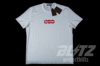 SUPREME X LOUIS VUITTON BOX LOGO T-SHIRT TEE WHITE RED MONOGRAM