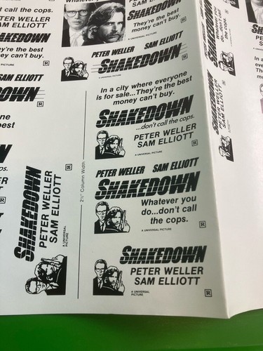 SHAKEDOWN Movie Mini Ad Sheet Vintage Promo Advertising Poster Clip Art - Picture 6 of 10