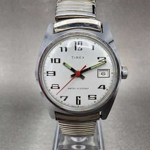 VTG Timex Sprite Watch Women 31mm White Dial Silver Tone Date Manual Wind Runs