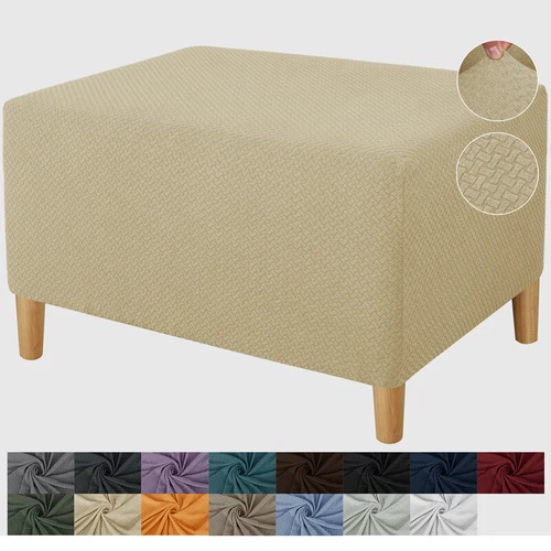 Fußhocker Stretch Bezug Hocker Ottomane Aufbewahrung Sofa Schonbezug Rechteck Schutz - Bild 32 von 40