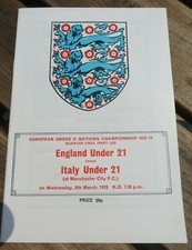 ENGLAND U21 ITALY U21 EUROPEAN NATIONS CHAMPIONSHIP 1976-78 PROGRAMME