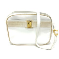 Salvatore Ferragamo BA214183 Vala ribbon  Shoulder Bag Leather White/GoldHW