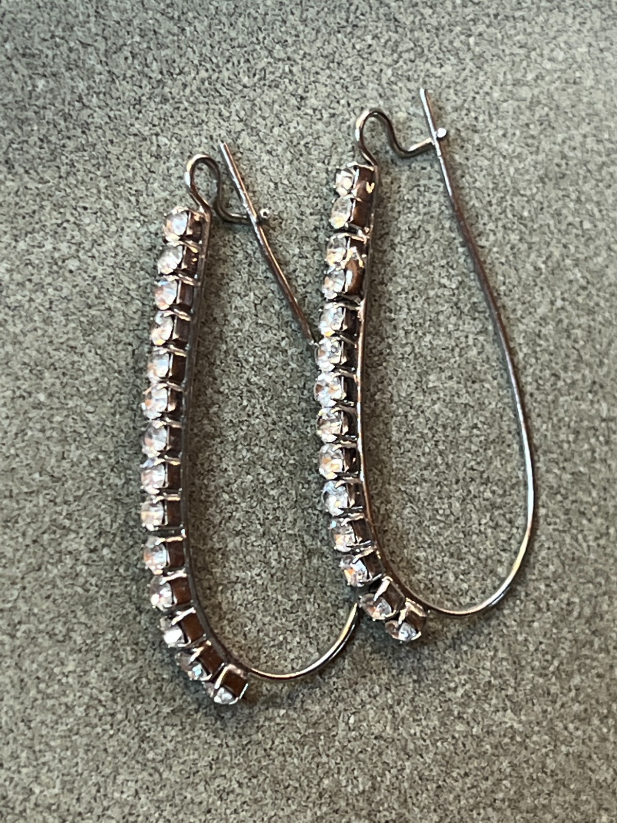Classy Thin Silvertone Wire w Tiny Clear Rhinesto… - image 2