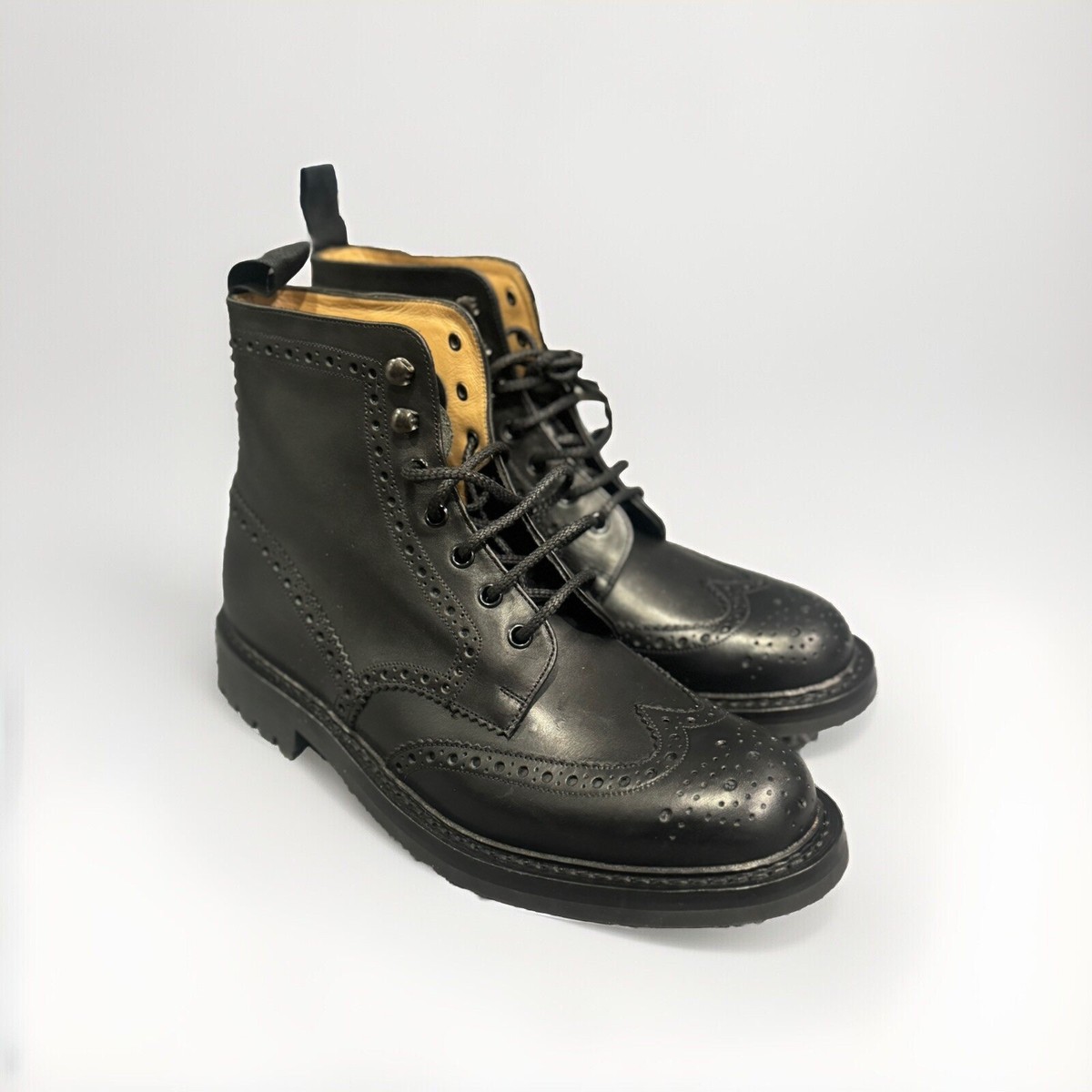 Church's Boots Lace-Up Shoes Coalport Fur Black NEW Sz