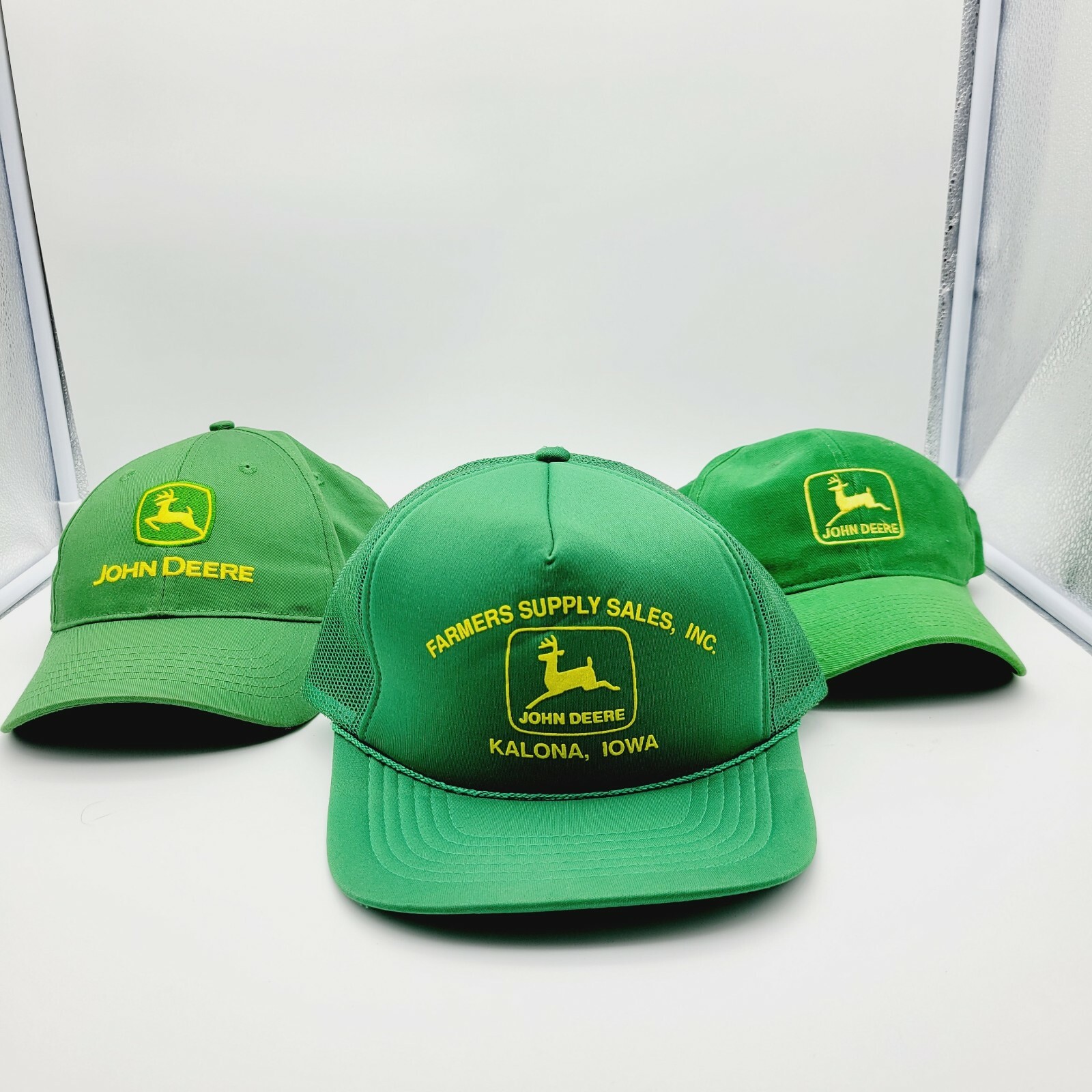 Vintage John Deere Kalona Iowa SnapBack Trucker Mesh Hat Cap USA Lot