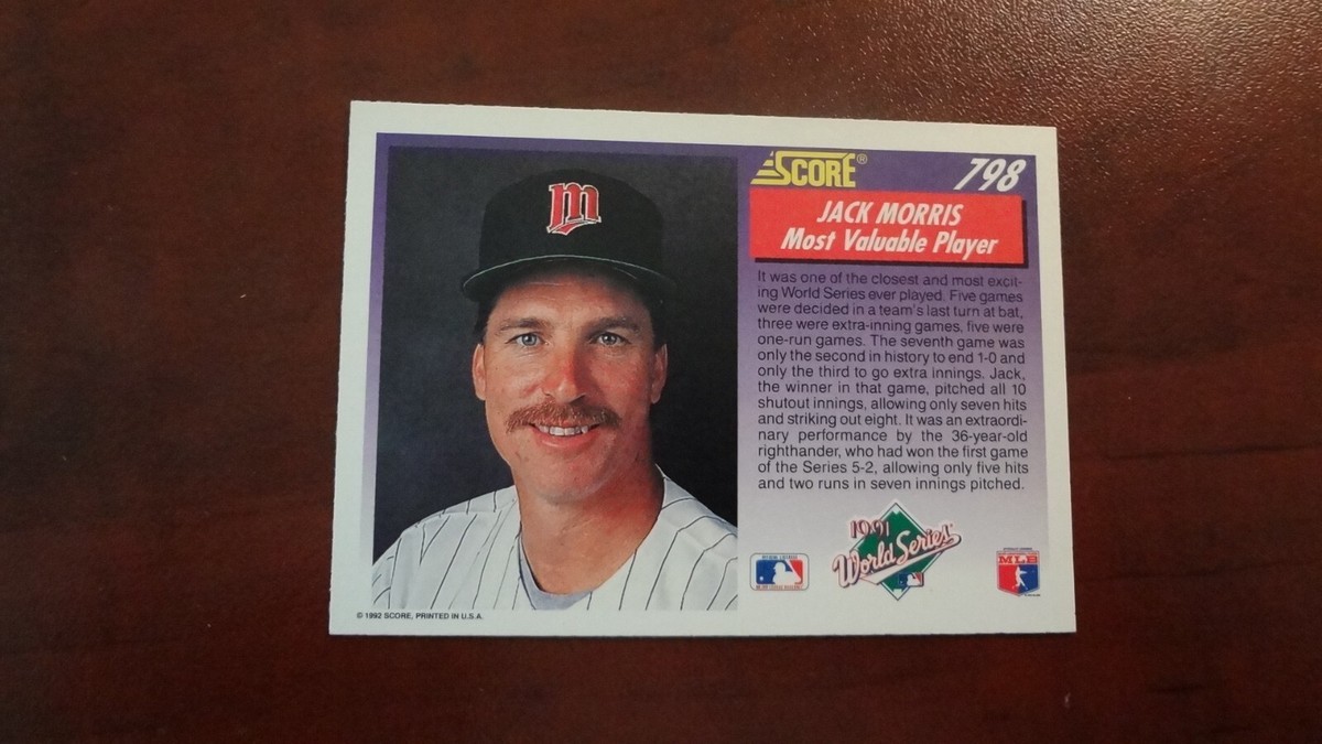1992 SCORE #798 JACK MORRIS WORLD SERIES MVP BASEBALL CARD | eBay