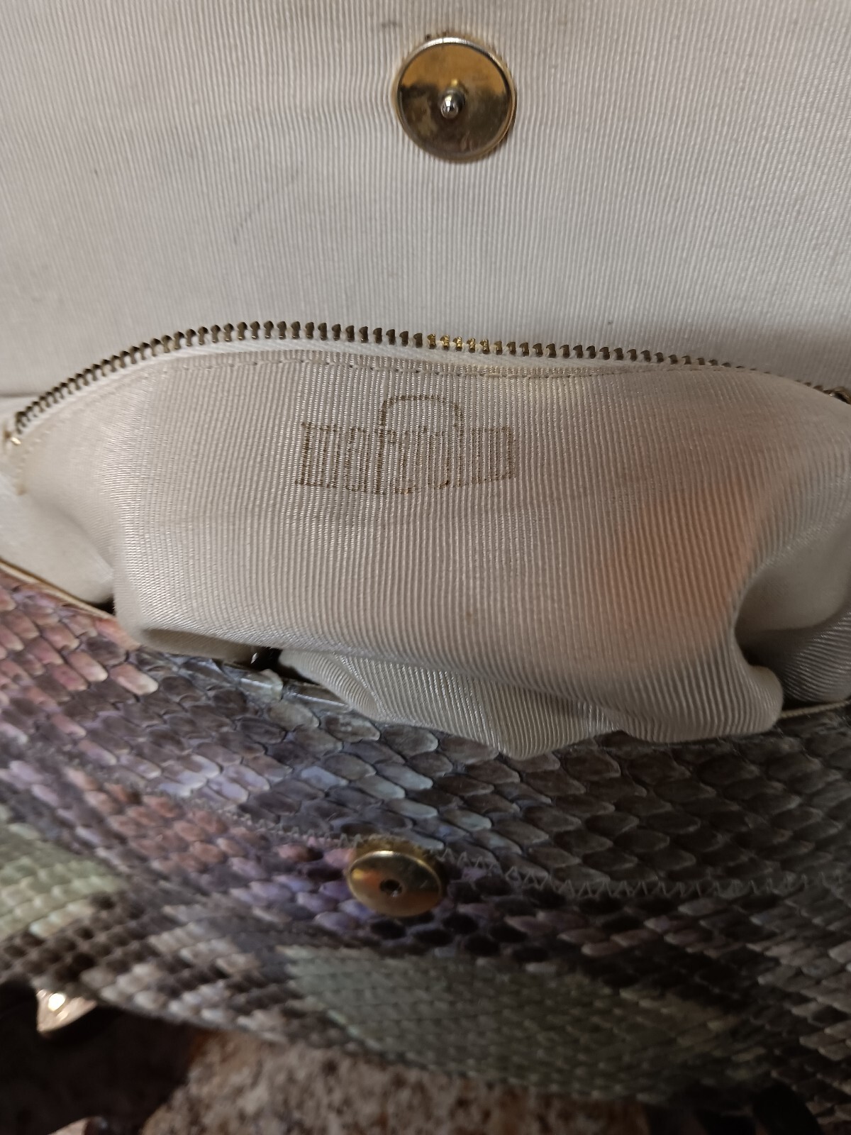 vintage EXOTIC PYTHON SKIN CLUTCH SNAKESKIN Handb… - image 4