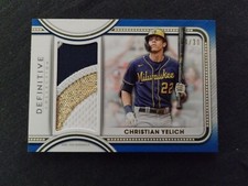 Christian Yelich 2022 Topps Definitive Collection Jumbo Relic Blue /30