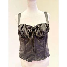 Miaou NWT Agnes black satin corset top