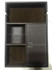 HOUNDSBAY "Victory" Valet Tray for Men W/Smartphone Charging Station(Dark Brown)