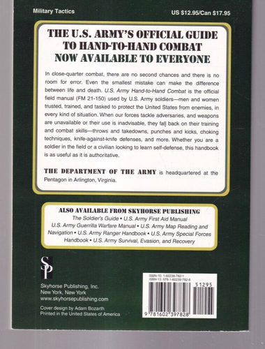 U. S. ARMY HAND-TO-HAND COMBAT by U.S. Department of the Army (2009 PB){K5} - Foto 2 di 2
