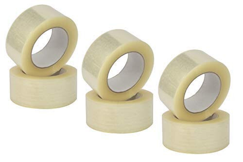 6 Rotoli di Nastro adesivo da imballaggio trasparente, per pacchi, 50 mm x 132 m