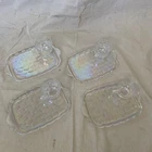 Vintage Federal Glass Iridescent Snack Set Original Box Set Of 4 Plates & 4 Cups