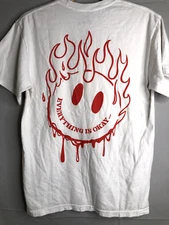 A-Lab 'Everything Is Okay' Smiley Face Graphic White T-Shirt Size M Medium