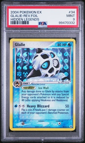 Pokemon TCG Glalie Reverse Holo 34/101 PSA 9 Mint EX Hidden Legends 2004