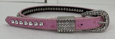 Shyanne Pink Ostrich Faux Leather Rhinestone Diamonds Western Belt Size 22