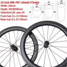 20Inch BMX 406 451 Carbon Road Bike Wheels Clincher Rim Brake Depth30 38 50mm