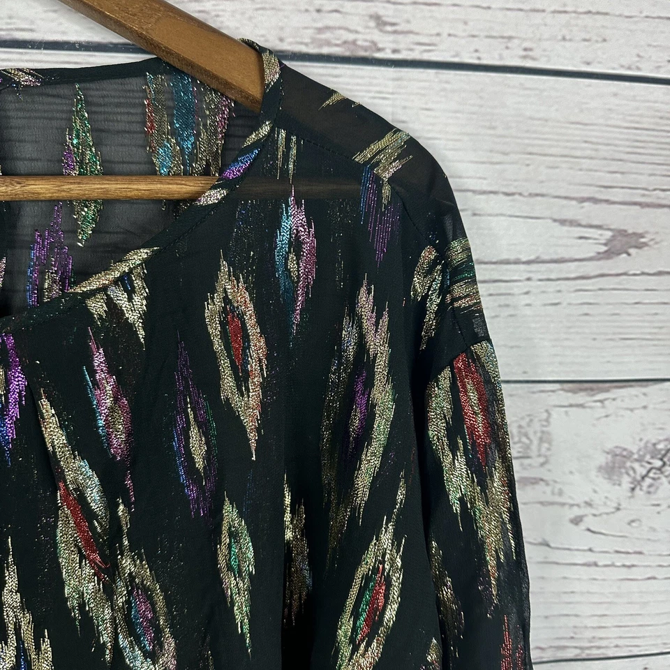 Blusa Metálica Vintage Años 90 Para Mujer Grande Joseph Le Bon Transparente Fluida Fiesta Disco Foto 2 de 4