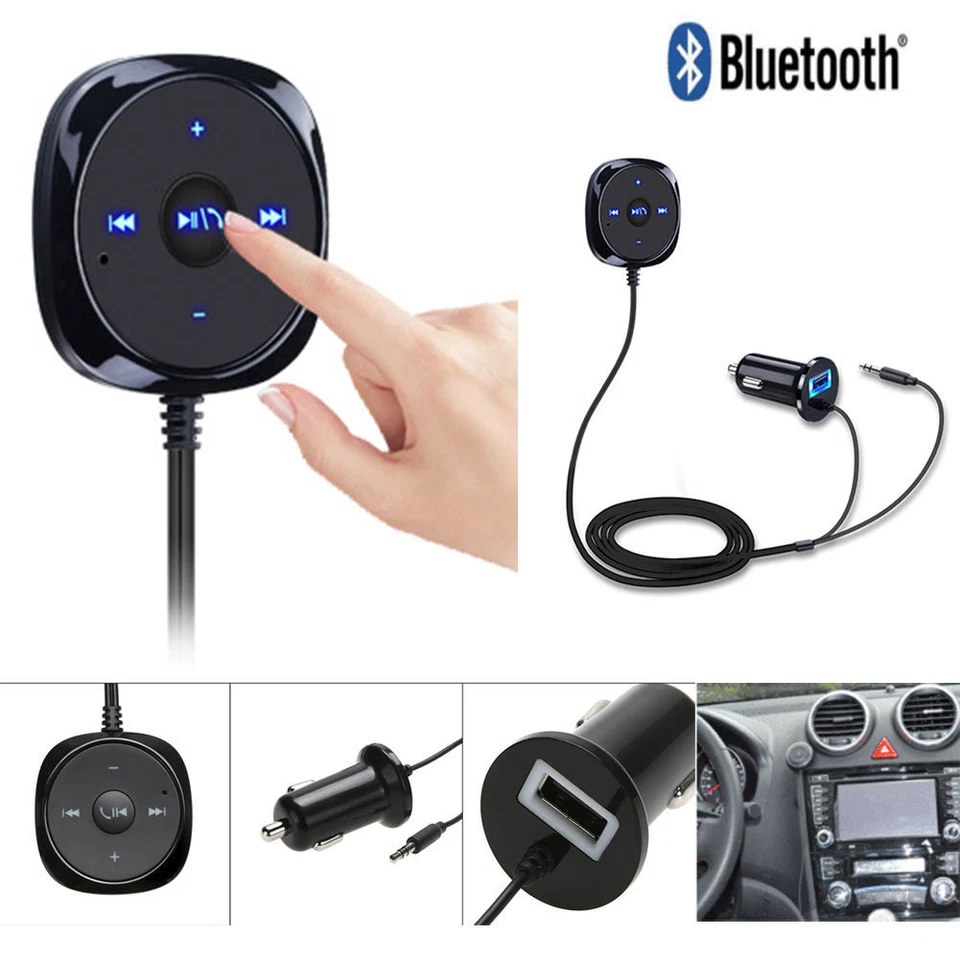 3.5mm Bluetooth Audio Stereo Music Receiver Auto Car AUX Adapter USB Charger New - Image 3 of 4