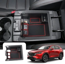Red Center Console Armrest Box Storage Organiser Tray ABS Fits 17-23 CX-5