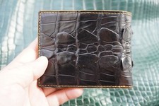 Black Alligator Crocodile Print Leather Skin Men's Bifold Wallet F26