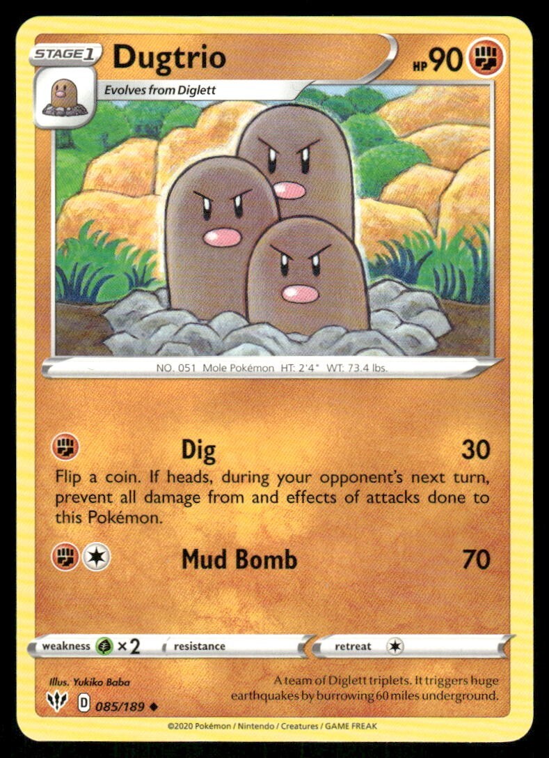 Dugtrio 85/189 Darkness Ablaze Pokemon TCG trading card