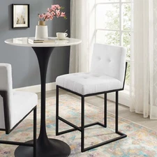 Modway Black Stainless Steel Upholstered Fabric Counter Stool