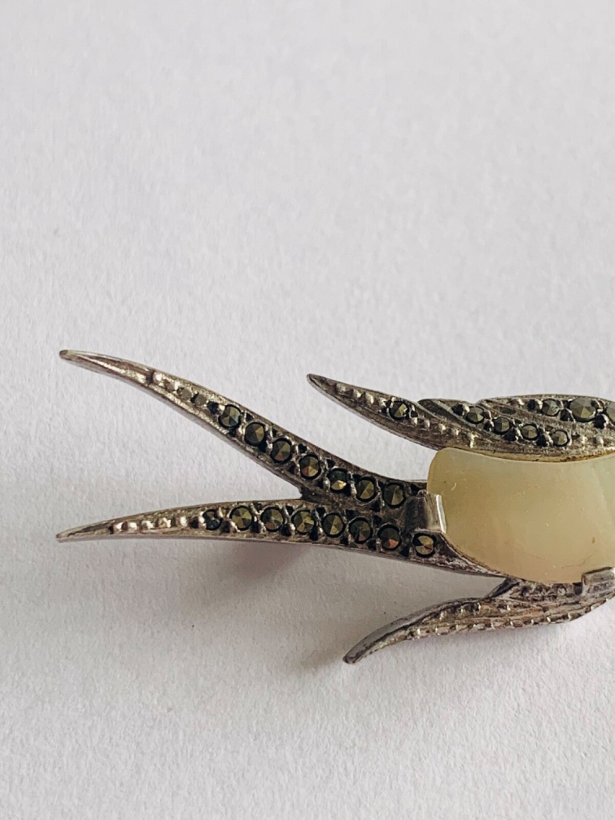Vintage Solid Silver Bird Brooch Marcassites Broo… - image 7