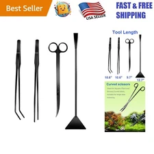 Elegant 4Pcs Stainless Steel Aquascaping Tools Kit with Anti-Rust Black Coating
