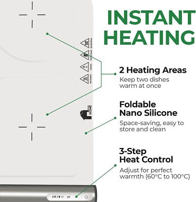 EconoHome Flexible Silicone Food Warmer - 17.3x17.3 Inch Electric Heating Pad, 3 Temperature Settings - View #10