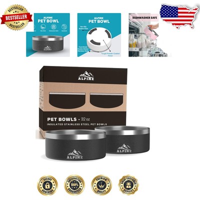 Elevate Pet Feeding with Stainless Steel Non-Slip Dog Bowls - 32 oz Capacity Duo