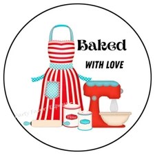 BAKED WITH LOVE APRON ENVELOPE SEALS LABELS STICKERS PARTY FAVORS