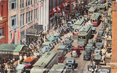AK Postkarte USA Walnut Street North Tenth St. Kansas City - gelaufen 1927