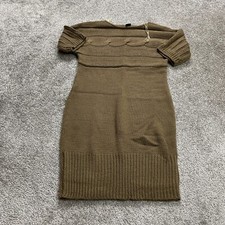 Attention Sweater Dress Womens Small Brown Shift Chunky Knit Short Sleeve Ladies