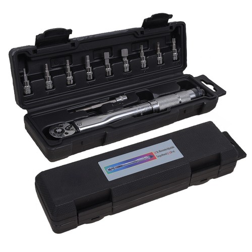 11pcs 1/4" 5-25NM Bicycle Bike Car Torque Wrench Allen Key Tool Socket Set Kit - Picture 12 of 14